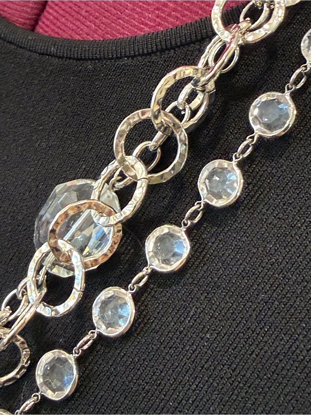 rJ. Graziano silver-Tone Multi-Strand Crystal Necklace
📏 Adjustable: 18”–22”